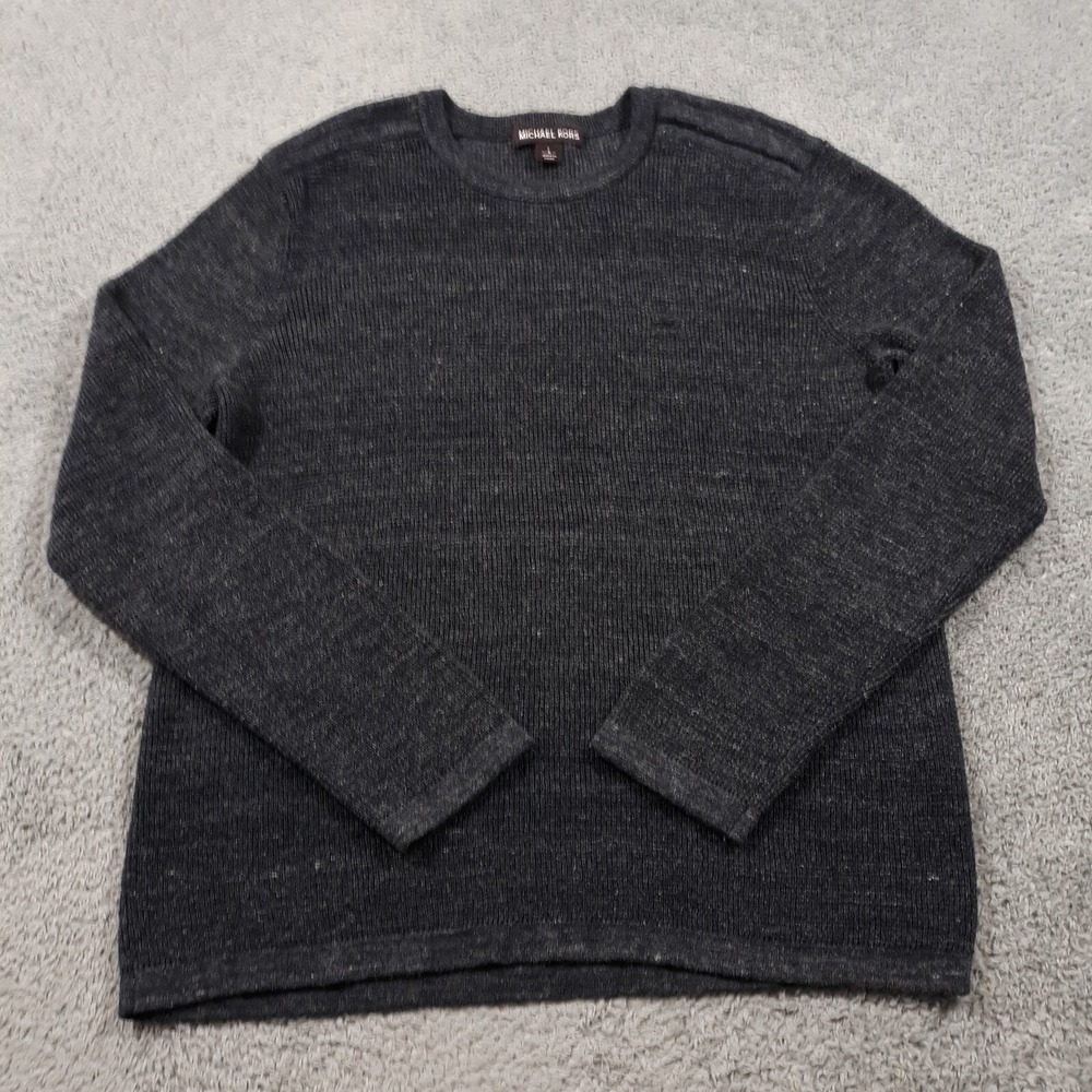 Michael Kors Sweater Pullover Cotton Wool Blend Blue Gray Mens Large‎